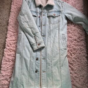 Women's Light Blue Long Denim Jacket